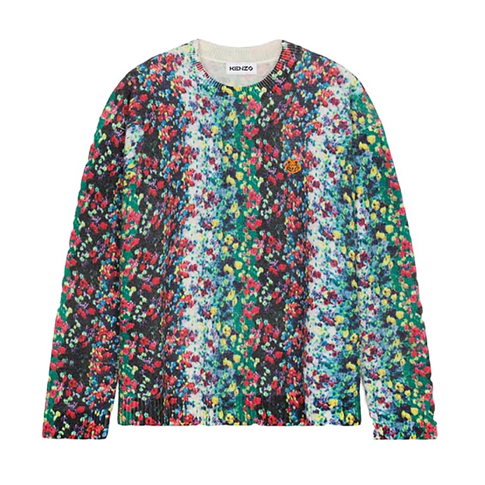 Kenzo Men's Blurred Flowers Wool Jumper Sweater